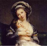 Elisabeth Louise Viegg-Le Brun Self portrait in a Turban with Julie, oil on canvas